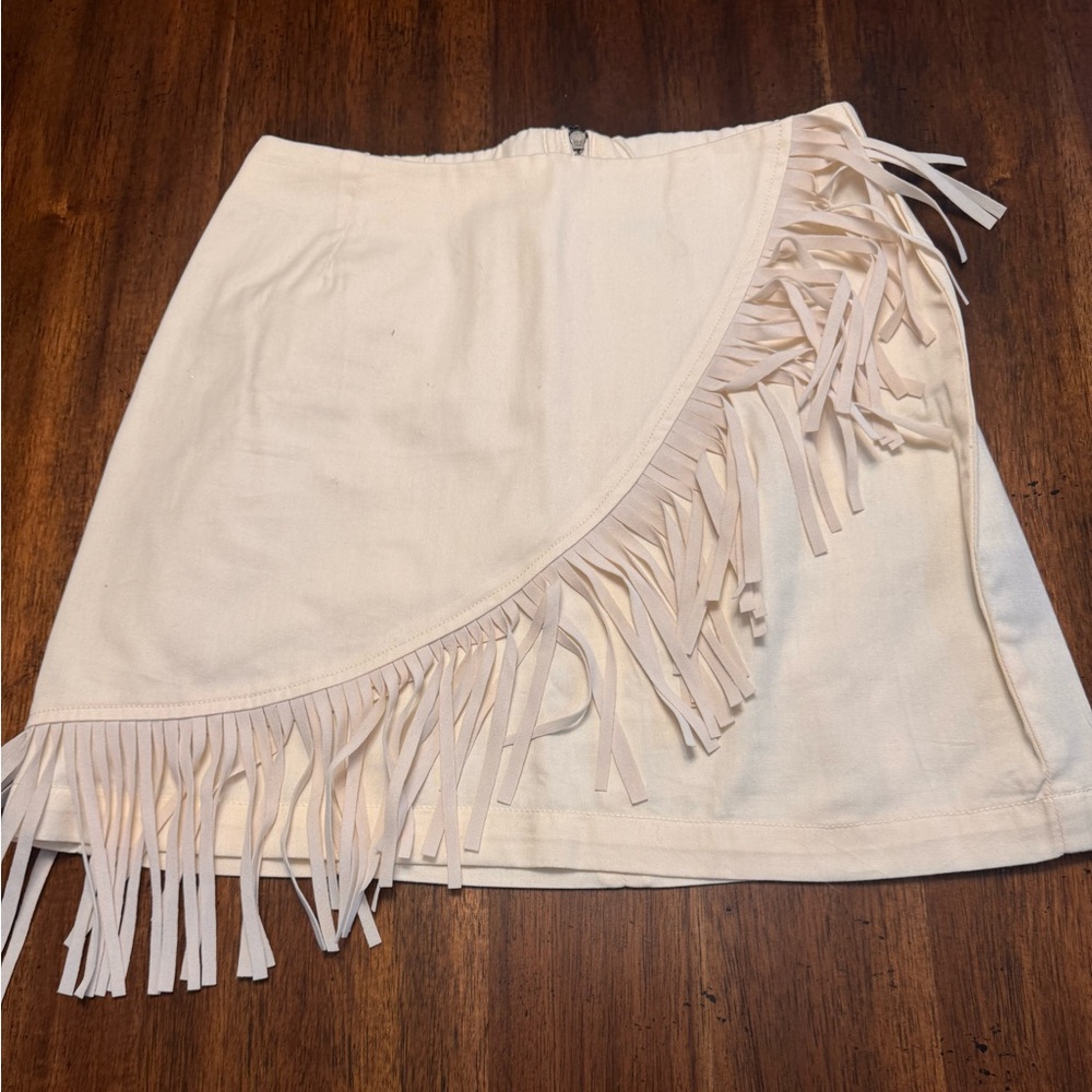 Rock & Roll Denim Fringe Skirt